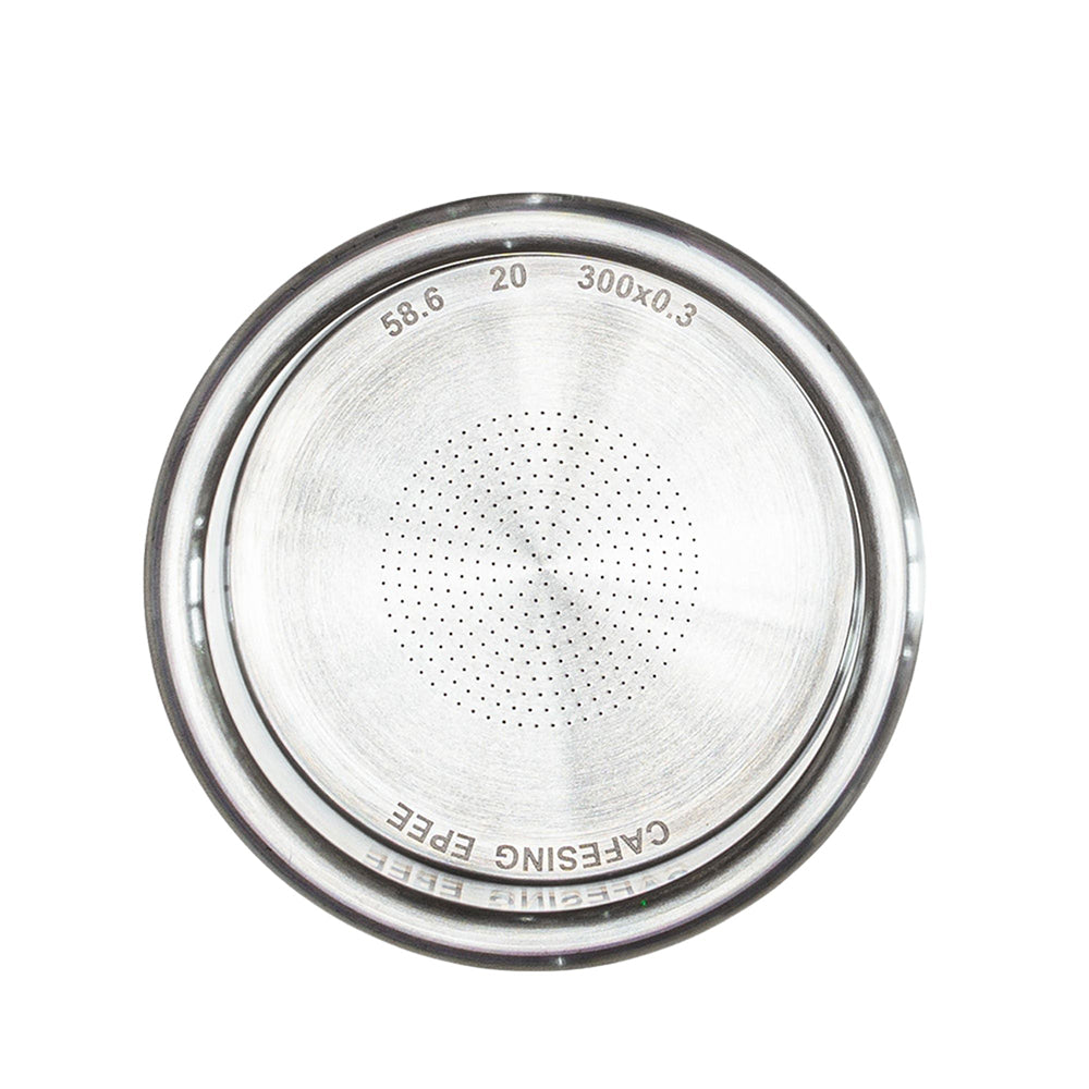 CafeSing EPEE 300 Slow-Flow Espresso Basket, with 300 Precision Laser-Cut Holes, Thick Stainless Steel Straight Wall Flat Bottom, for 58mm Espresso Machines